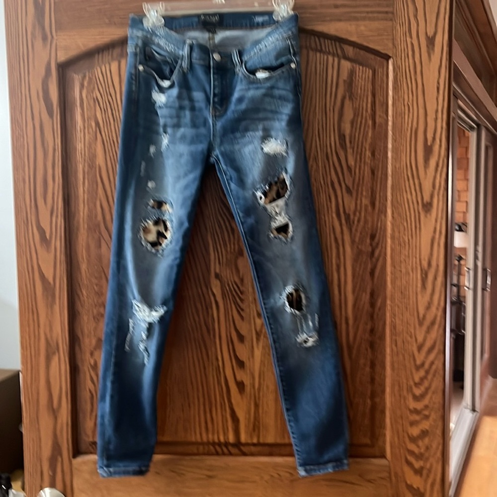 Judy Blue jeans with leopard cutouts